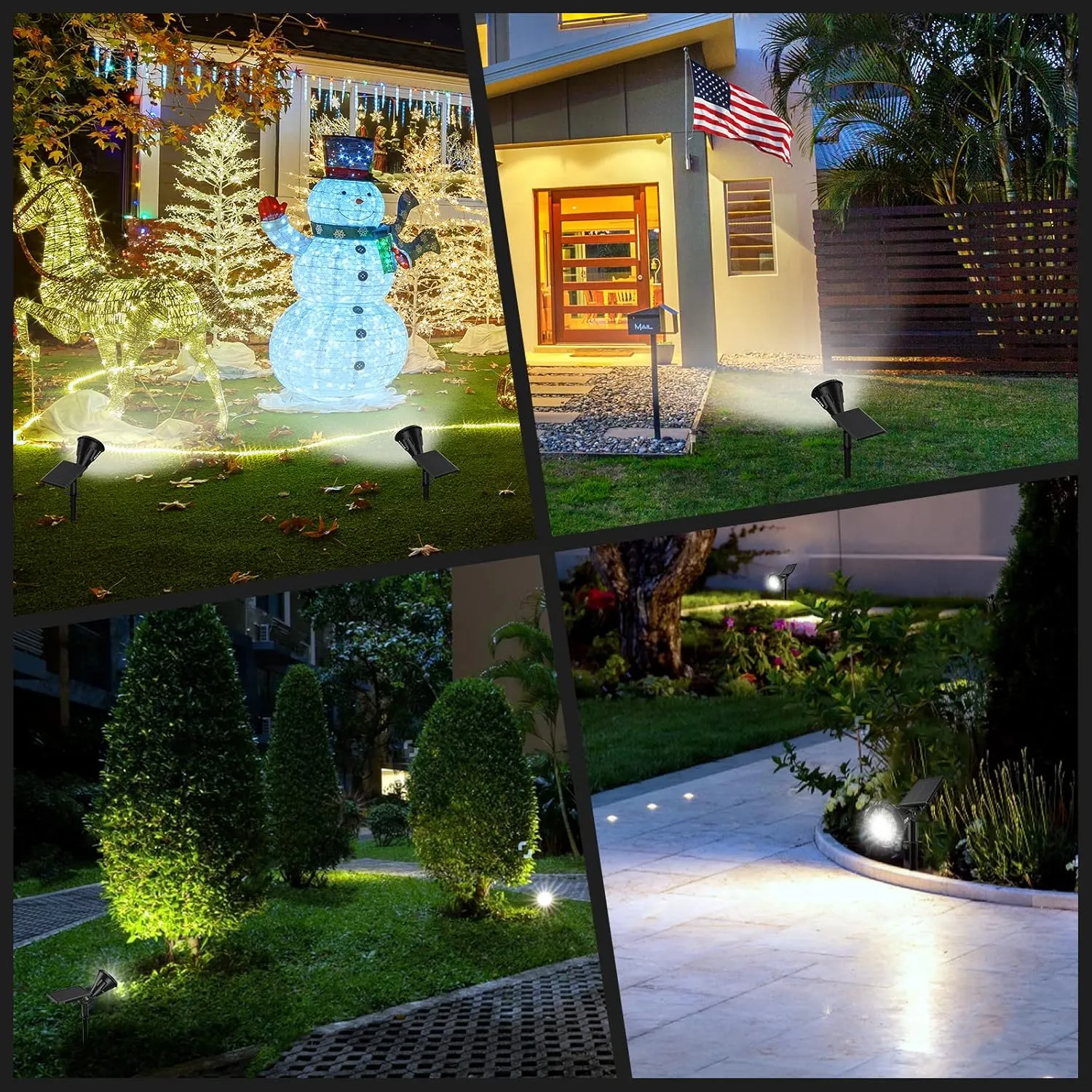 Solar Spot Lights Outdoor,21 LEDs Solar Outdoor Lights Auto On/Off with 3 Modes,IP67 Solar Yard Spotlight Landscape Lighting Garden Wall Lights,2-in-1 Solar Powered Lights,2Pack,Cool White