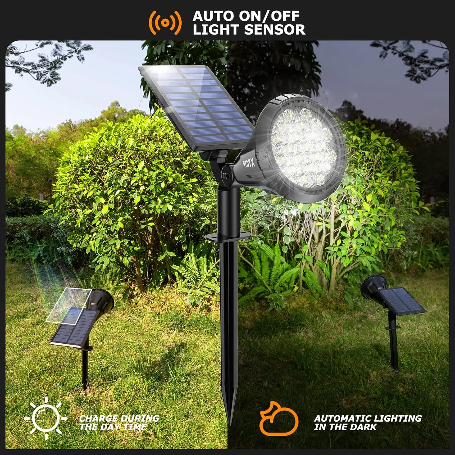 Solar Spot Lights Outdoor,21 LEDs Solar Outdoor Lights Auto On/Off with 3 Modes,IP67 Solar Yard Spotlight Landscape Lighting Garden Wall Lights,2-in-1 Solar Powered Lights,2Pack,Cool White