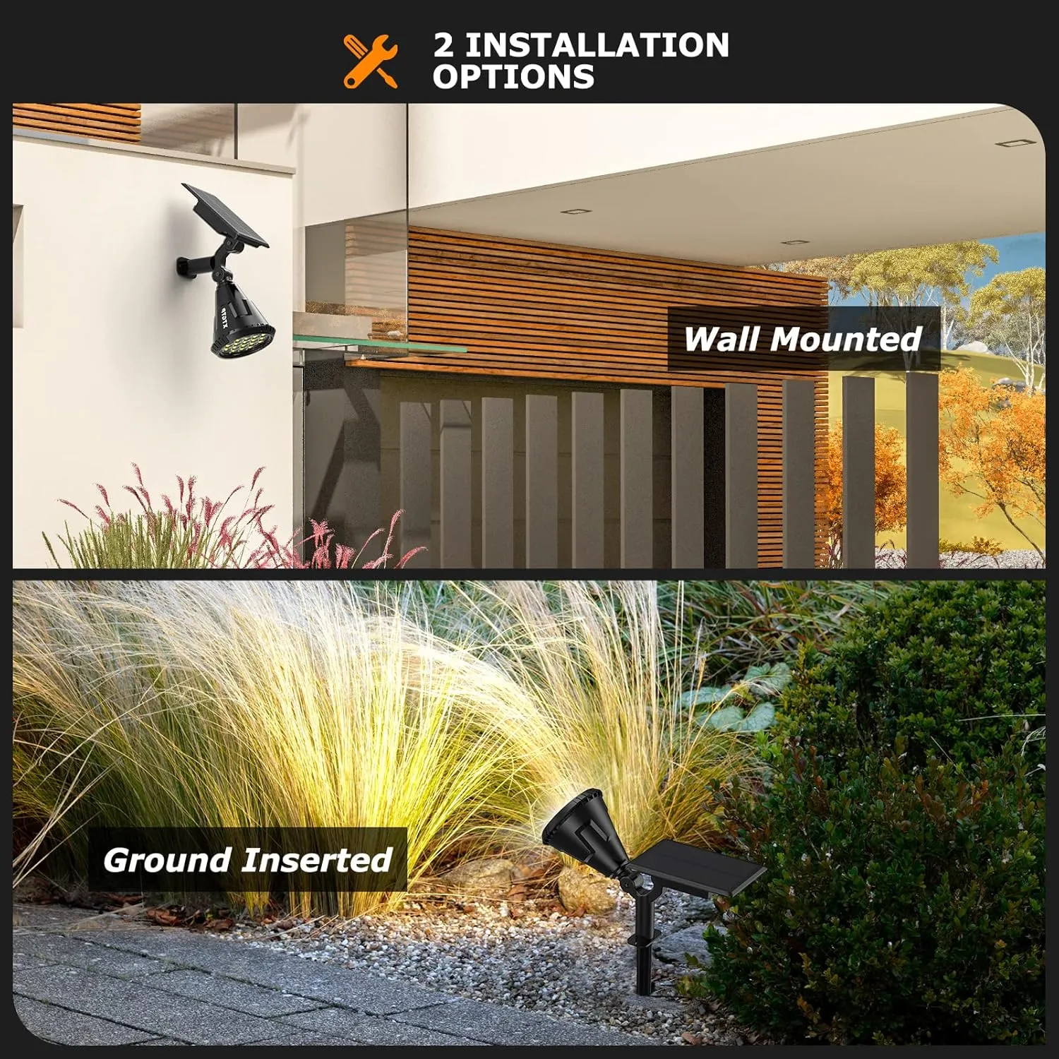 Solar Spot Lights Outdoor,21 LEDs Solar Outdoor Lights Auto On/Off with 3 Modes,IP67 Solar Yard Spotlight Landscape Lighting Garden Wall Lights,2-in-1 Solar Powered Lights,2Pack,Cool White