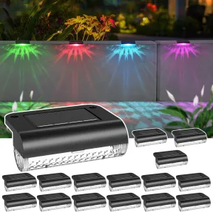 Solar Step Lights Outdoor, Solar Outdoor Lights Waterproof Solar Pool Lights Deck Lights for Outdoor Fence Stairs Post Railing Yard and Garden (Color Changing, 16 Pack)