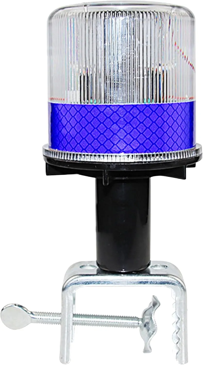 Solar Strobe Warning Light: Waterproof LED Flashing Safety Light, Bright 360 Degree Solar Emergency Strobe Warning Light, Traffic Light for Construction Safety Road Sign Dock (Blue)