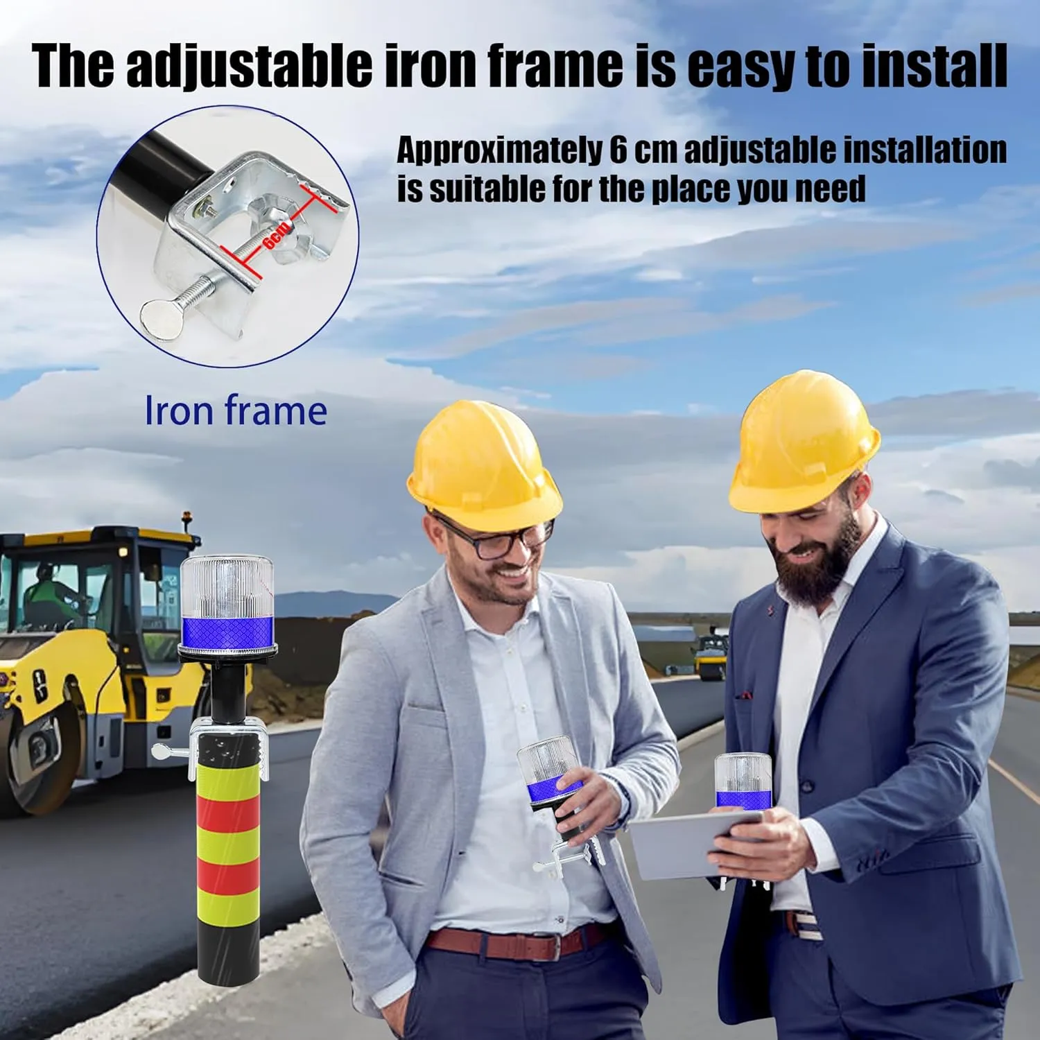 Solar Strobe Warning Light: Waterproof LED Flashing Safety Light, Bright 360 Degree Solar Emergency Strobe Warning Light, Traffic Light for Construction Safety Road Sign Dock (Blue)