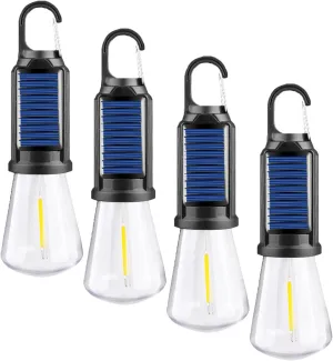 Solar Tent Camping Light Bulb Rechargeable Portable LED Camping Lantern3 Lighting Modes Tungsten Light Tent Lamp with Clip Hook for Camping, Hiking, Backpacking, Emergency Outage (T02)