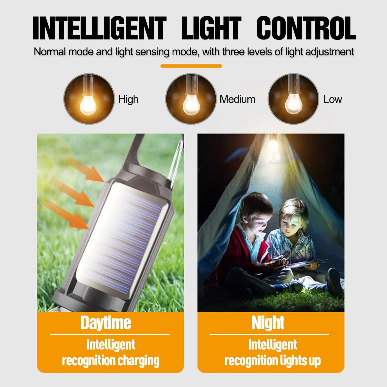 Solar Tent Camping Light Bulb Rechargeable Portable LED Camping Lantern3 Lighting Modes Tungsten Light Tent Lamp with Clip Hook for Camping, Hiking, Backpacking, Emergency Outage (T02)