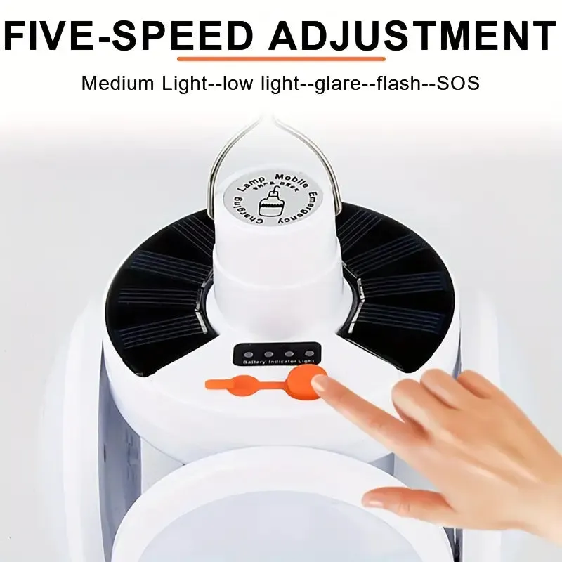 Solar USB Rechargeable LED Bulb Lights With Power Display