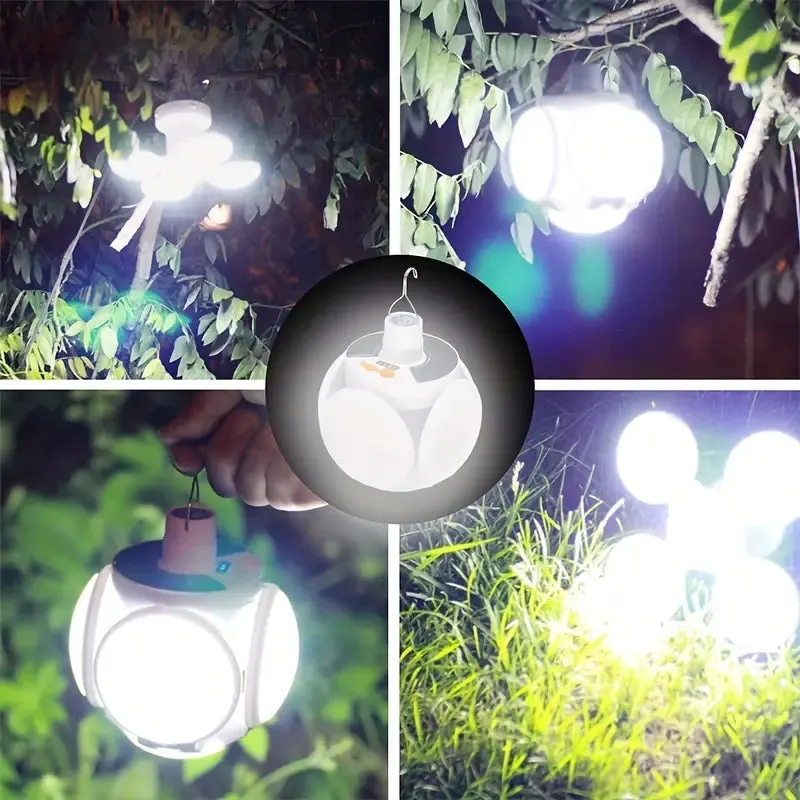 Solar USB Rechargeable LED Bulb Lights With Power Display