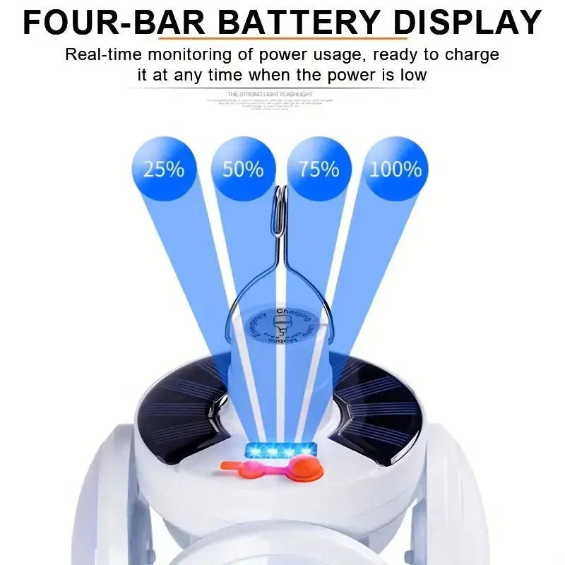 Solar USB Rechargeable LED Bulb Lights With Power Display