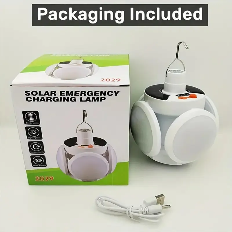 Solar USB Rechargeable LED Bulb Lights With Power Display
