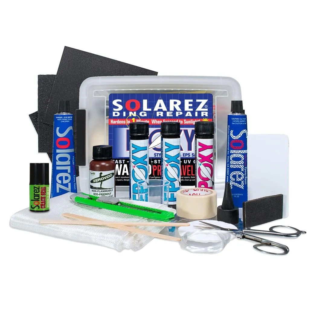 SOLAREZ UV Cure Epoxy Pro Travel Kit - Epoxy Surfboard Repair Kit ~ Cures 3 min in The Sun! Epoxy Surfboard Repair, SUP Repair, Epoxy Wakeboard Repair, Low Odor ~ Eco Friendly, Made in The USA!
