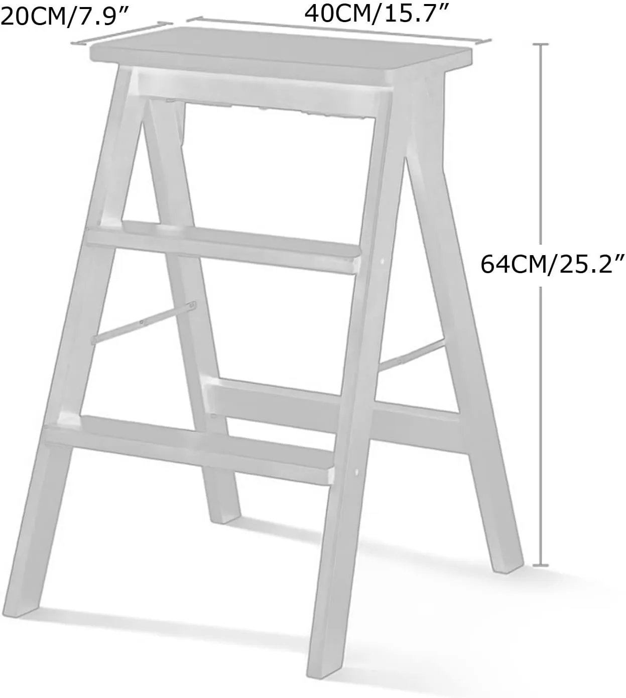 Solid Wood Ladder Stool Kitchen high Stool Folding Stair Stool Multifunctional bar Stool 3 Step Pedal Ladder (Color : B)