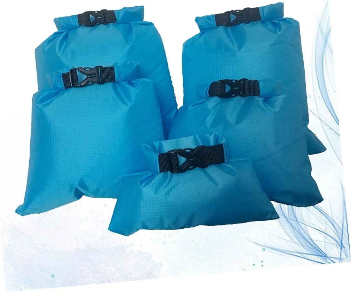 Sosoport Camping Boat Kayak Rafting Bag 5pcs Dry Storage Pouches 1.5l-6l Travel Bag for Outdoor Adventure