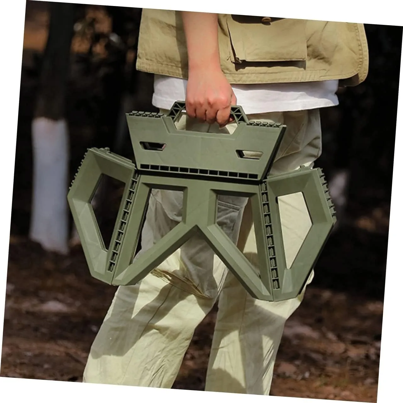 Sosoport Portable Camping Stool Plastic Stool for Kitchen Outdoor Use Lightweight for Hiking Fishing Garden Bathroom Easy to Store Carry