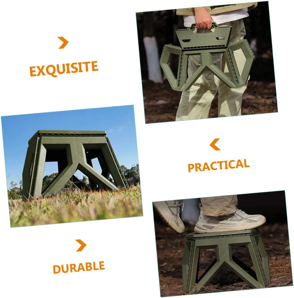 Sosoport Portable Camping Stool Plastic Stool for Kitchen Outdoor Use Lightweight for Hiking Fishing Garden Bathroom Easy to Store Carry