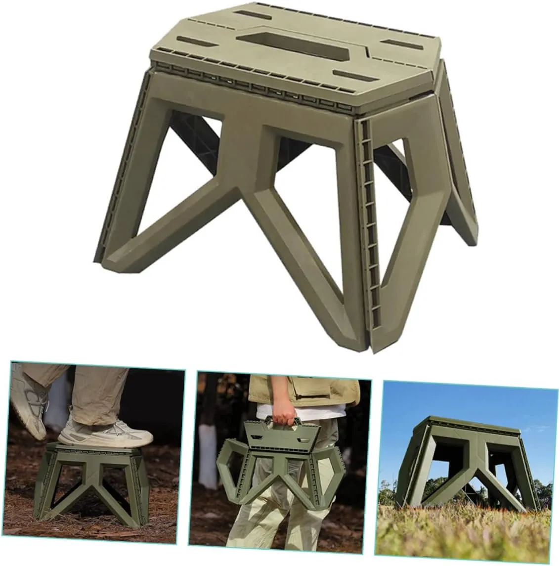 Sosoport Portable Camping Stool Plastic Stool for Kitchen Outdoor Use Lightweight for Hiking Fishing Garden Bathroom Easy to Store Carry