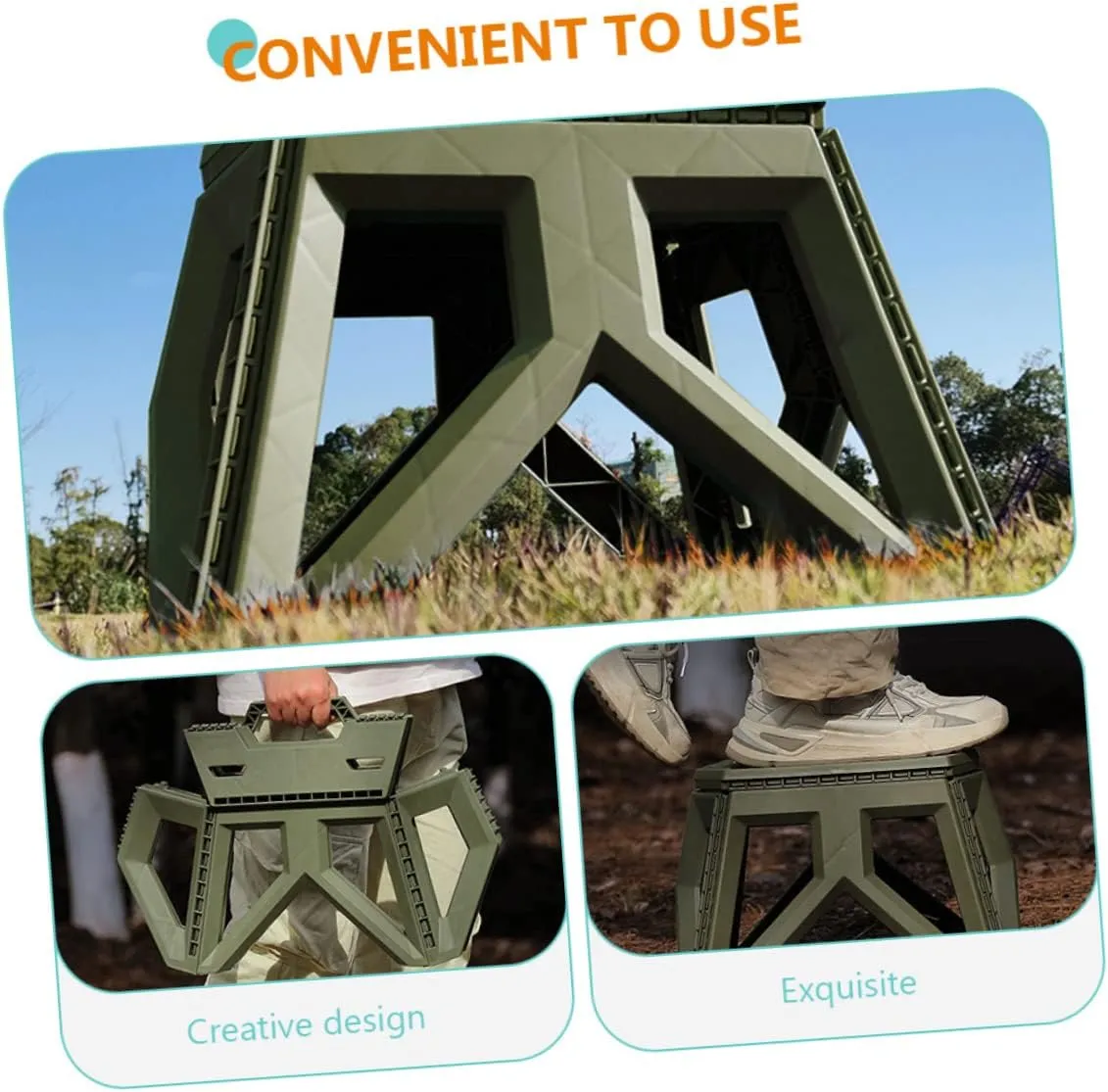 Sosoport Portable Camping Stool Plastic Stool for Kitchen Outdoor Use Lightweight for Hiking Fishing Garden Bathroom Easy to Store Carry