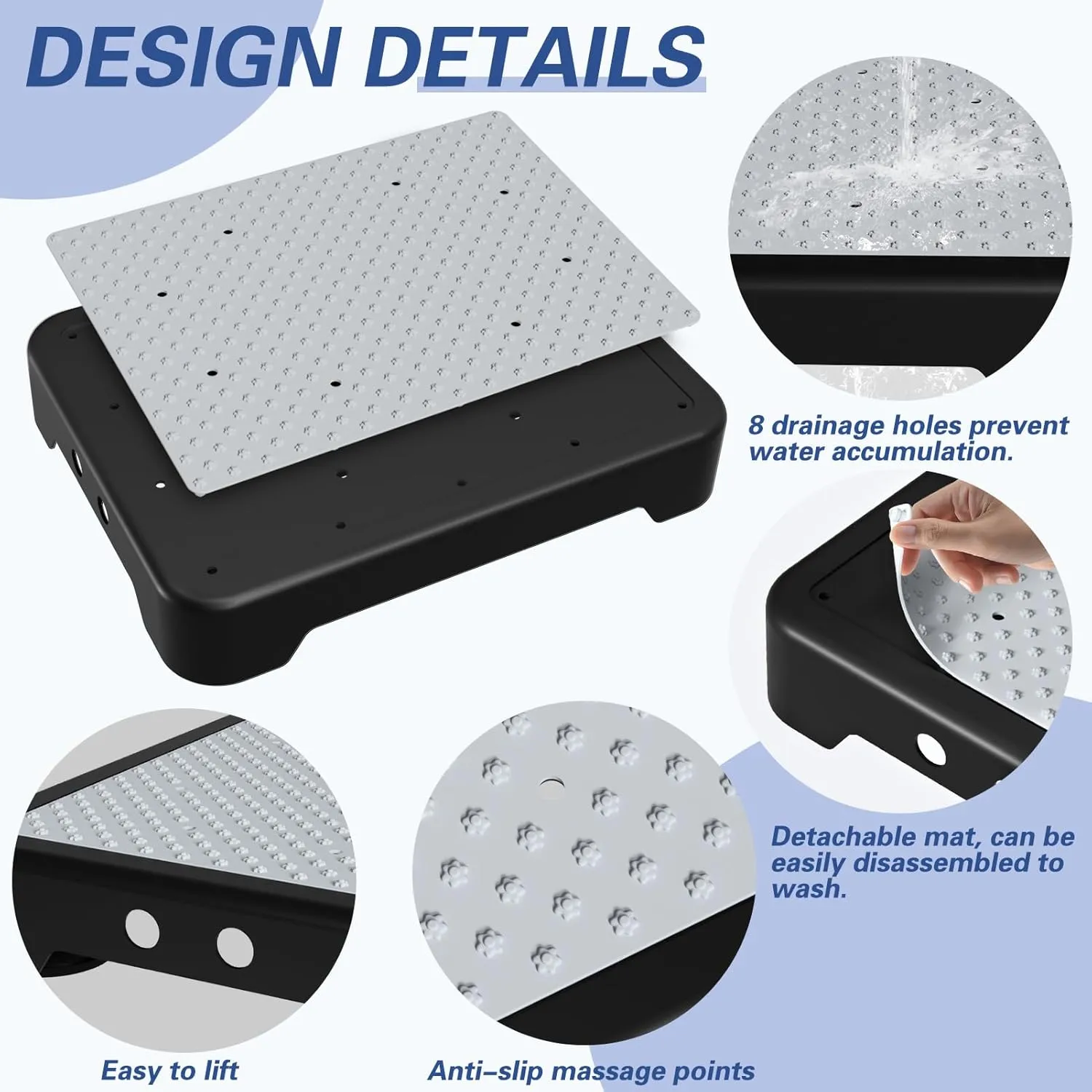 SOYO Mobility One Step Stool, Heavy Duty Indoor Outdoor Non-Slip Small Step Platform Assistive Device for Adult Elderly, Standing Support and Step Riser for Car, Bed, Door, Stair, Bathroom, Black-Gray