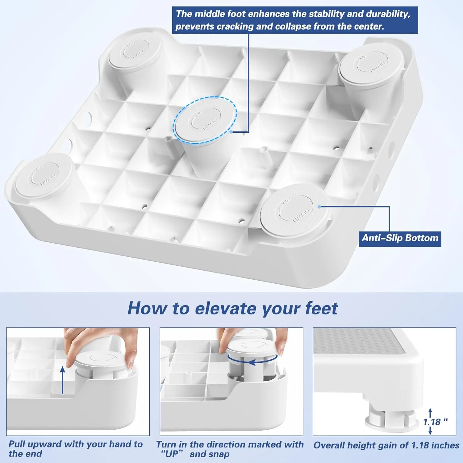 SOYO Mobility One Step Stool, Heavy Duty Indoor Outdoor Non-Slip Small Step Platform Assistive Device for Adult Elderly, Standing Support and Step Riser for Car, Bed, Door, Stair, Bathroom, White-Gray