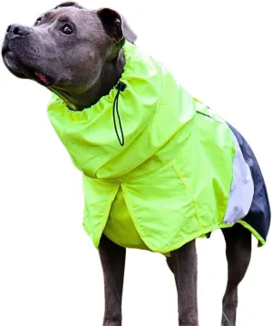 Spark Paws Dog Raincoat, Waterproof Windproof Rain Jacket, for Small Medium Large Extra Large Dogs, Reflective Breathable Full-Body Coverage Dry Suit - Neon White Navy Blue, 2XL