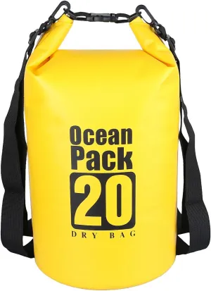 Sportmusies -Waterproof Dry Bag - Roll Top Dry Compression Sack Keeps Gear Dry for Kayaking, Beach, Rafting, Boating, Hiking, Camping and Fishing (20L, Yellow)