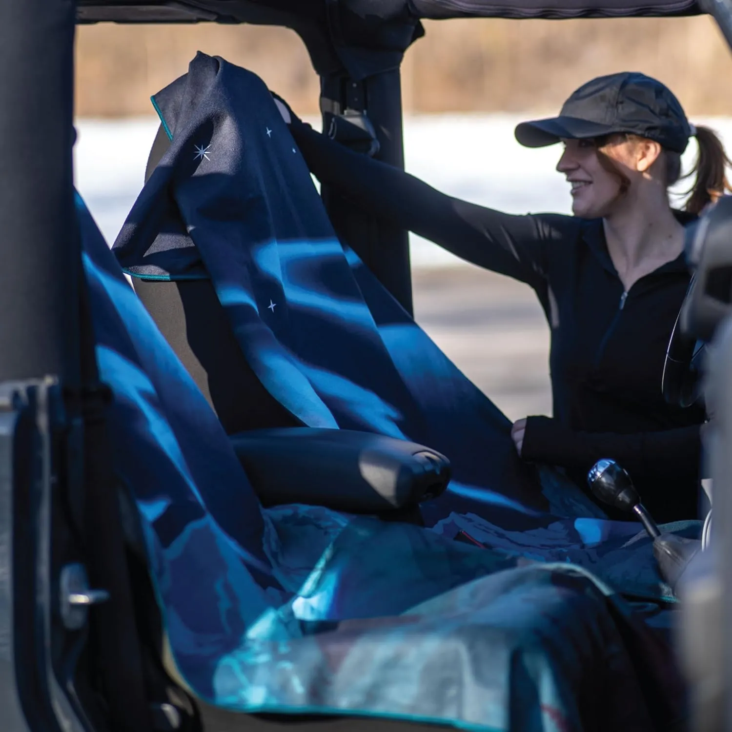 Sprints Athletic Running Towel, Full-Sized, Car Seat Cover - Performance Microfiber (Blue)