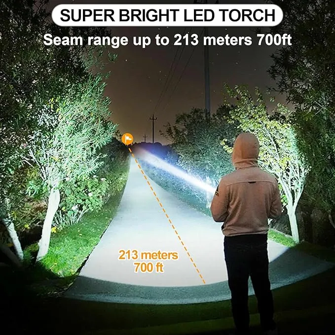 Spurtar Solar Powered Flashlight 2 Packs 2000mah USB Rechargeable Tactical Torch, Emergency Flashlights with Car Hammer Seat Belt Cutter Compass & Magnet 7 Modes, Emergency Car Kit