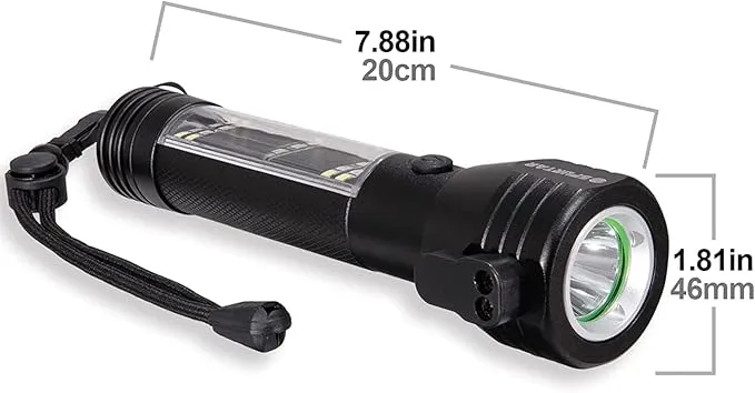 Spurtar Solar Powered Flashlight 2 Packs 2000mah USB Rechargeable Tactical Torch, Emergency Flashlights with Car Hammer Seat Belt Cutter Compass & Magnet 7 Modes, Emergency Car Kit