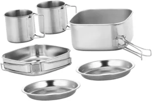 Stainless Steel Camping Cookware Kit Portable Pot for Rv Easy to Clean Compact Design