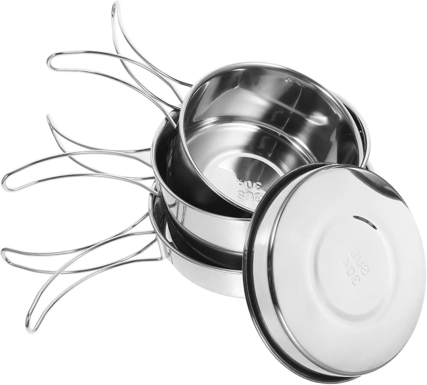 Stainless Steel Outdoor Cooking Pot Pan Set Compact Design for Camping Hiking Bbq