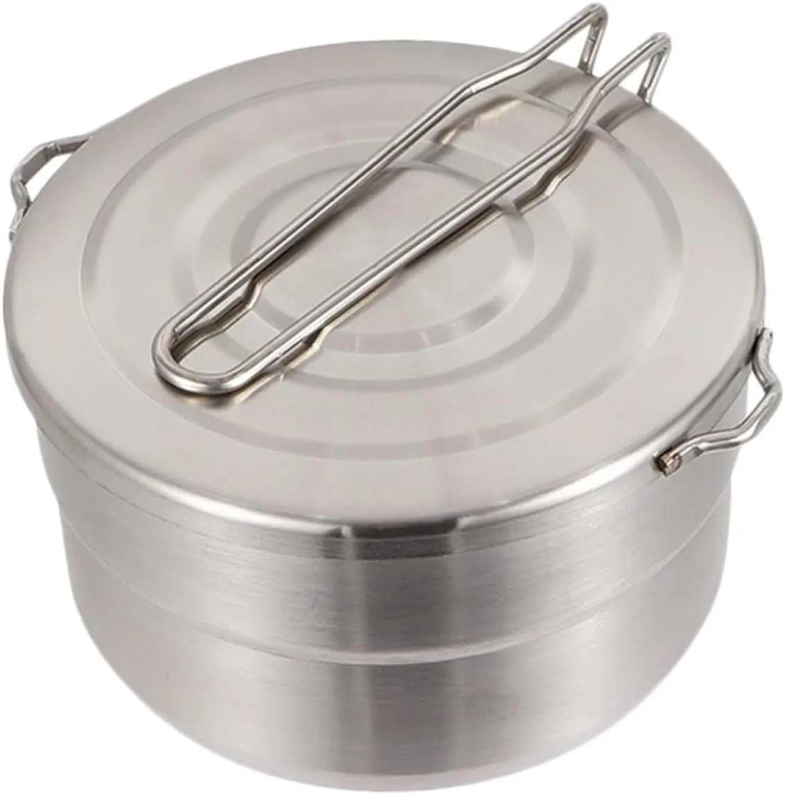 Stainless Steel Portable Camping Cook Pot Lightweight Outdoor Cooking Tool for Hiking Backpacking Picnics Smooth Handle Food-Grade Material