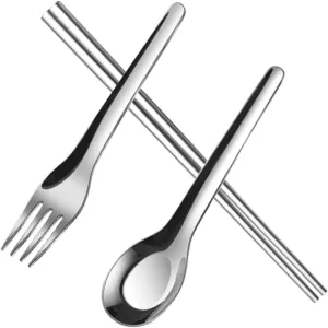 Stainless Steel Portable Cutlery Set Spoons Forks for Picnic Camping Travel Utensil Case Straw and Cleaning Brush