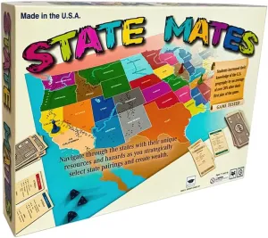 State Mates - Educational Board Game - STEM Authenticated - Ages 11 and up - Fun Learning Game - Learn State Locations on Every Turn in This Strategy Filled US Geography Game Made in USA