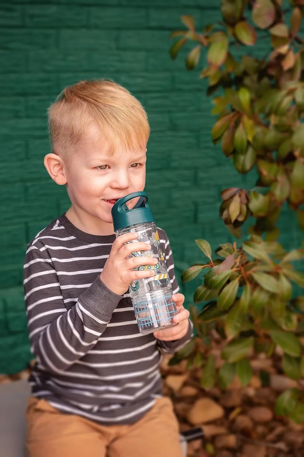 Stephen Joseph, Kids Sip and Snack Water Bottle, 12 oz Tritan BPA Free, Drink and Snack Water Bottle for Girls & Boys, Back to School Water Bottle, Construction