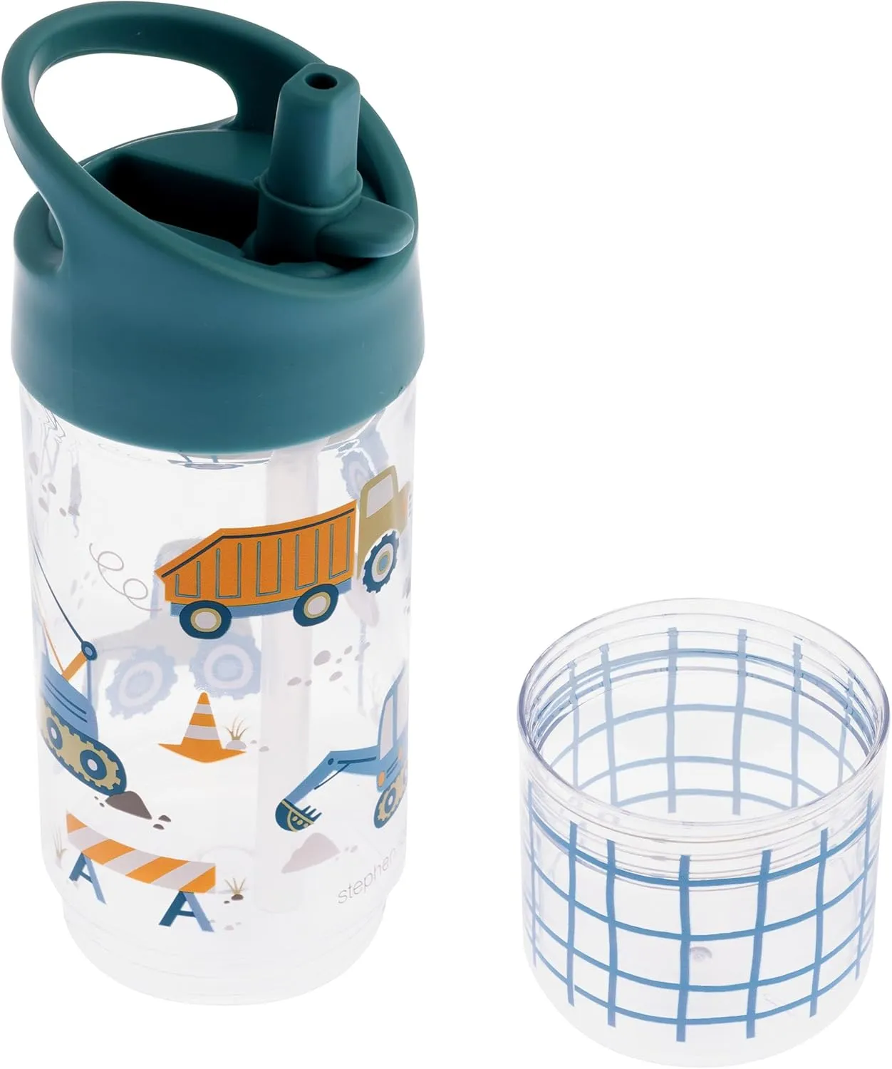 Stephen Joseph, Kids Sip and Snack Water Bottle, 12 oz Tritan BPA Free, Drink and Snack Water Bottle for Girls & Boys, Back to School Water Bottle, Construction