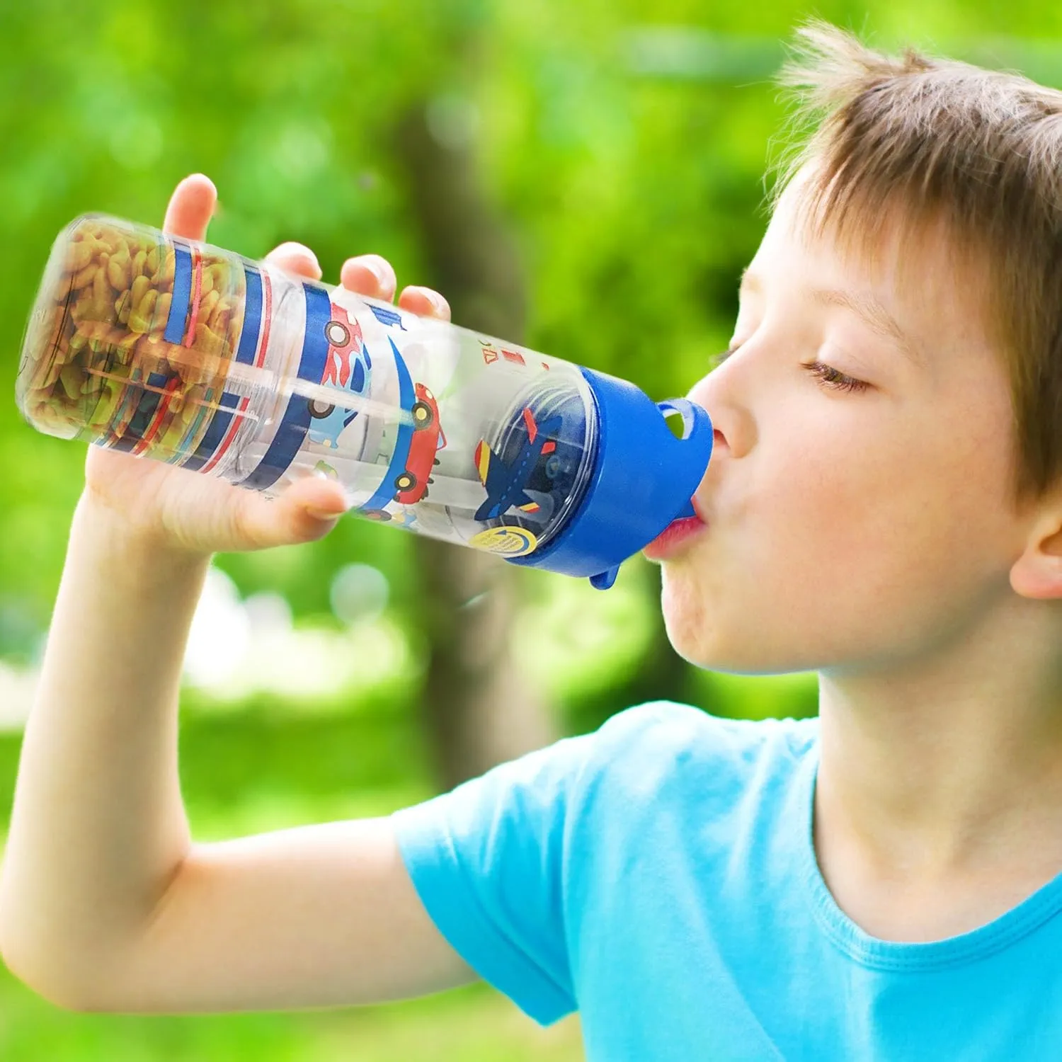 Stephen Joseph, Kids Sip and Snack Water Bottle, 12 oz Tritan BPA Free, Drink and Snack Water Bottle for Girls & Boys, Back to School Water Bottle, Construction