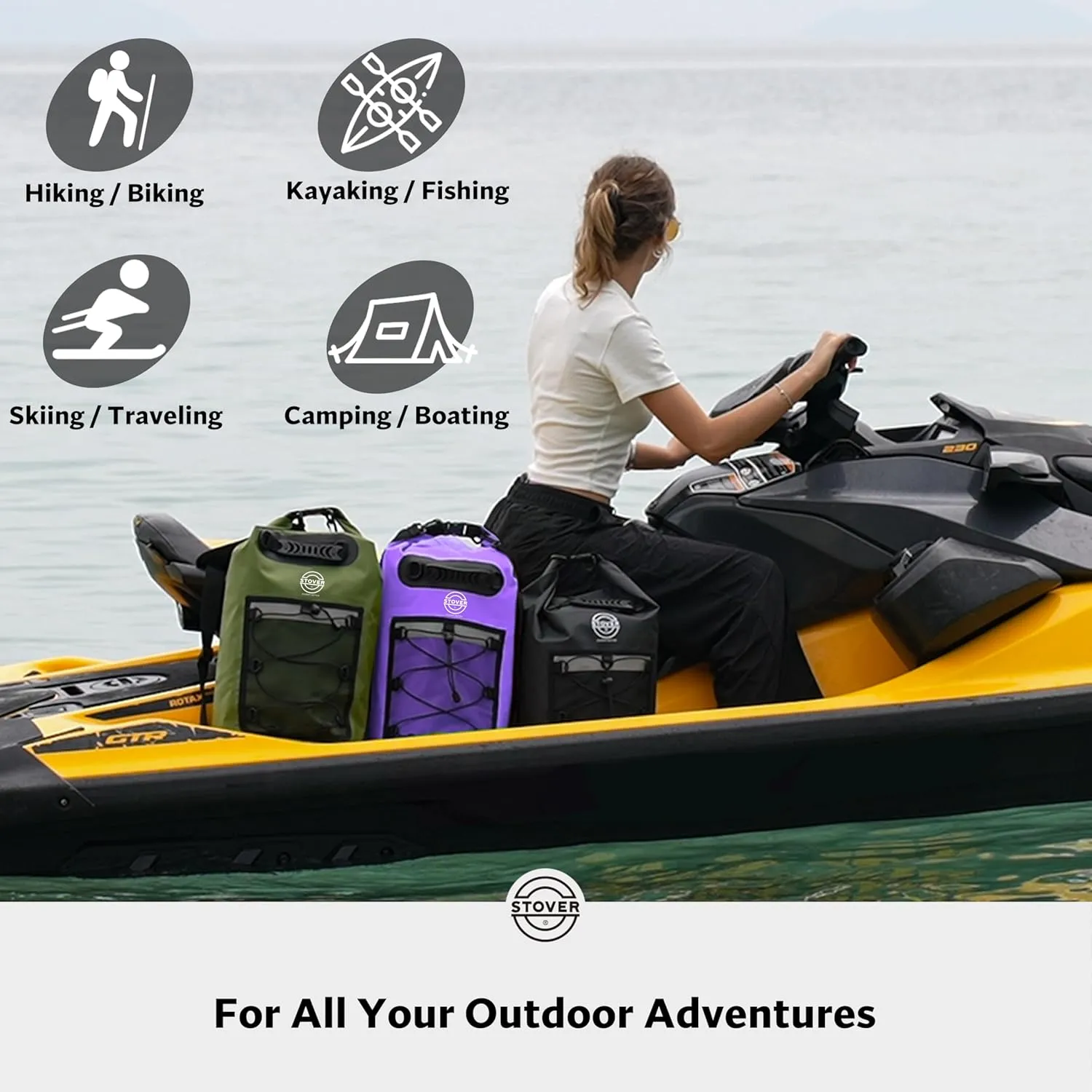 STOVER 5/10/25/30/40/55L Waterproof Backpack- Floating Dry Bag for Kayaking, Travel, Beach, Hiking, & Camping, Men/Women