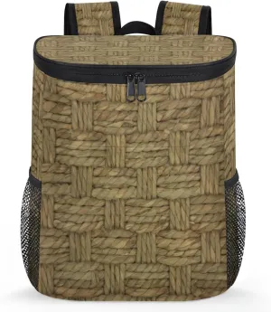 Straw Weaving Cooler Backpack Insulated Soft Cooler Bag Lightweight Waterproofing Cooler Lunch Backpack 25 Cans Cooler Backpack for Hiking Camping Beach