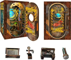 STRUCWOOD DIY Book Nook Kit for Adults, 3D Wooden Puzzles Bookshelf Insert Decor with LED Light, Miniature House Dollhouse Kit Birthday for Adult and Teens Gift 10000 Leagues Under The Sea (SQ-39)
