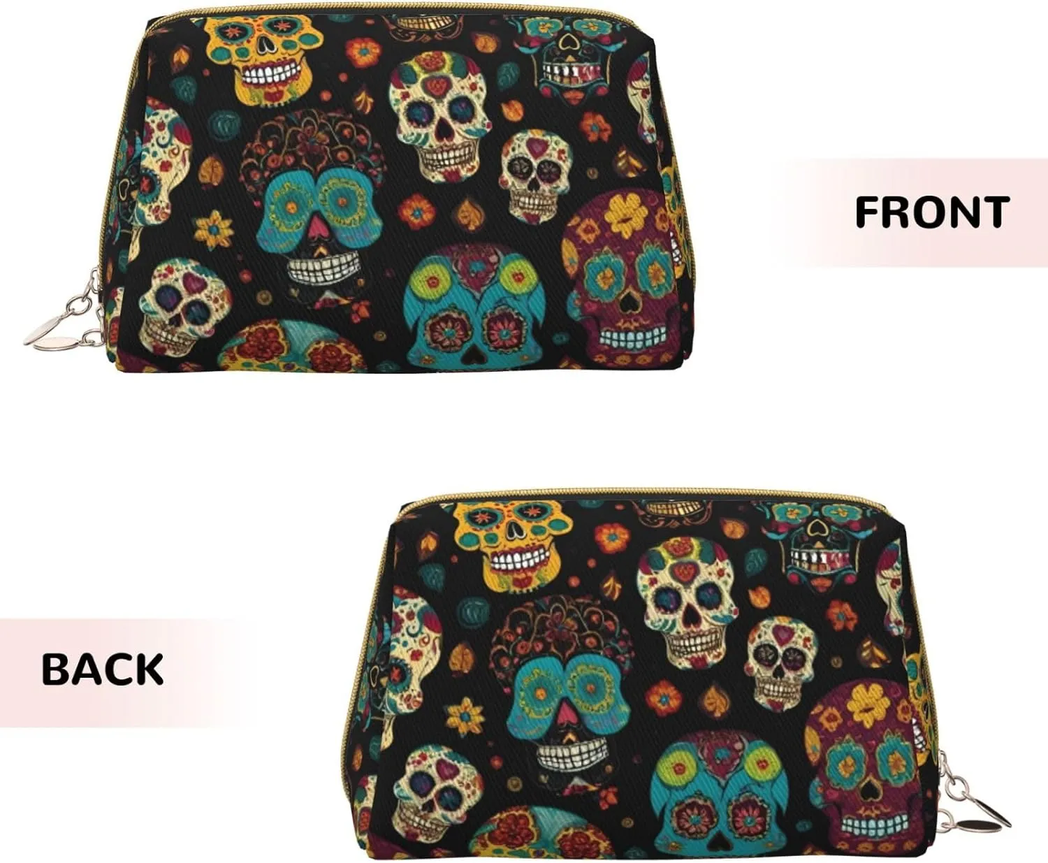 Sugar And Skulls Toiletry Pouch, Travel-Friendly Makeup Organizer For Makeup Brushes, Lipsticks