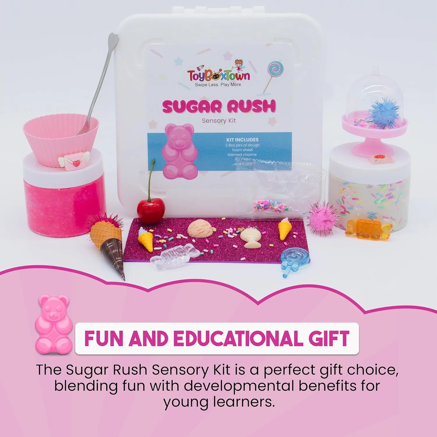 Sugar Rush Sensory Kit, Sensory Play, Cognitive Development and Fine Motor Skills, Tactile Activities for On The Go, Sensory Toys for Preschoolers and Kids Ages 4, 5, 6, 7, 8