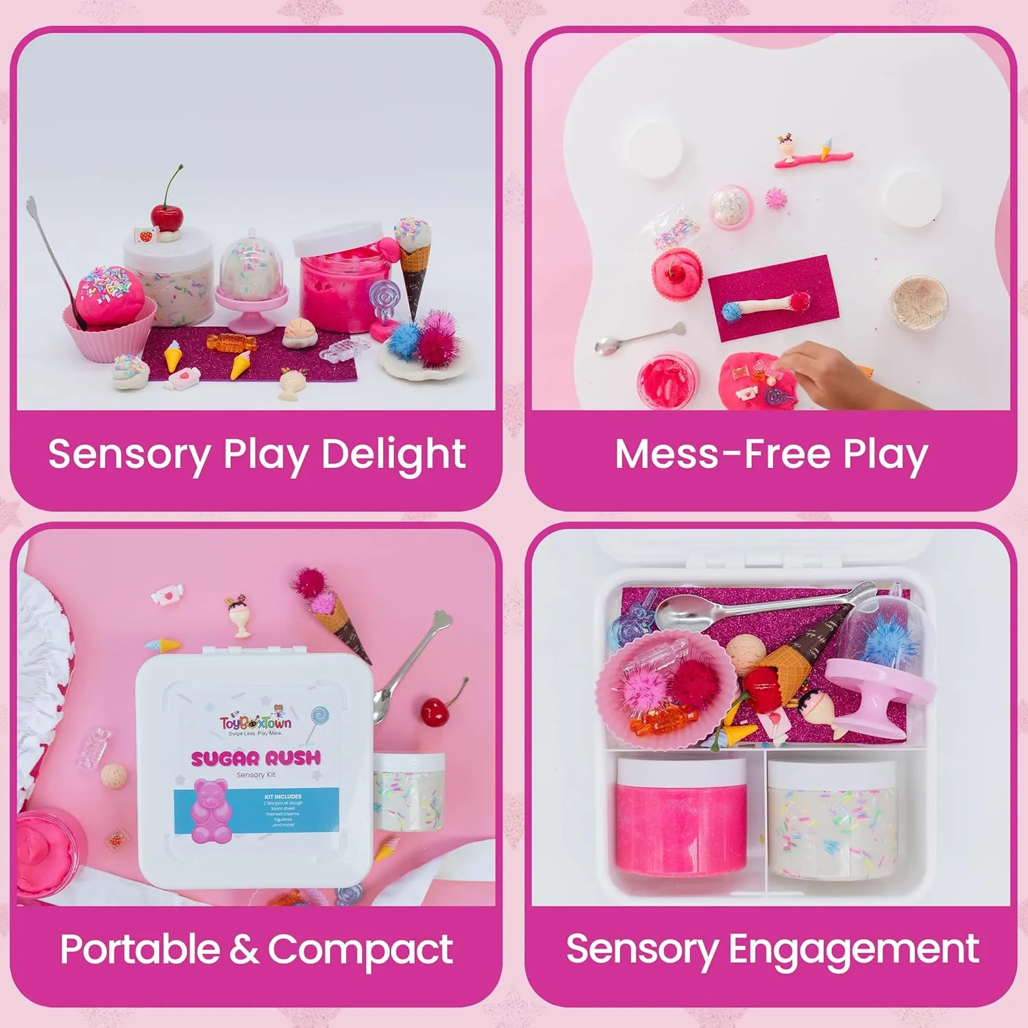 Sugar Rush Sensory Kit, Sensory Play, Cognitive Development and Fine Motor Skills, Tactile Activities for On The Go, Sensory Toys for Preschoolers and Kids Ages 4, 5, 6, 7, 8