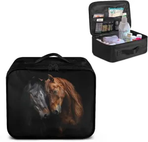 SUITOSEFLY Travel First Aid Kit Horse Pattern Medicine Storage Box with Handles Lightweight First Aid Bag Empty Medical Bag Emergency Survival Kit