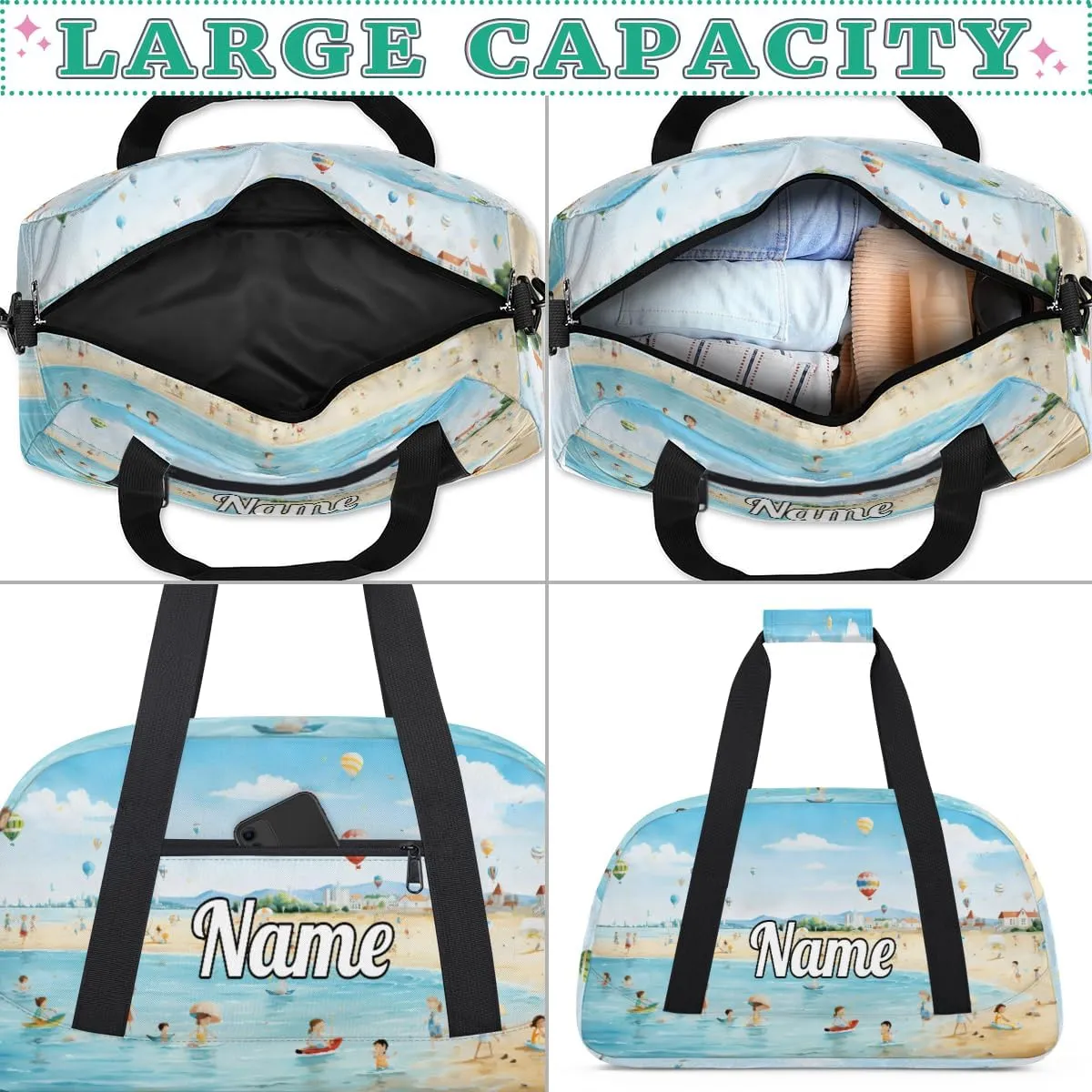 Summer Swimming Beach Custom Sports Gym Bag Personalized Dance Bag Teens Travel Weekender Overnight Carry On Bag Boys Girls Waterproof