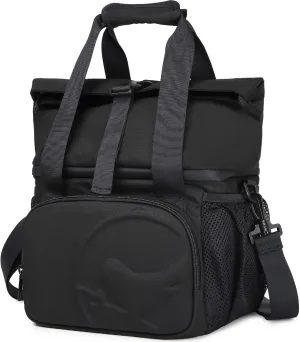 SUNNY BIRD 14L Large Insulated Lunch Bag, Leakproof and Dual Compartment Lunch Cooler Box for Women Adult and Men, Fits 21 Cans (Black 01)