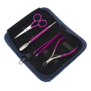 SURGICAL ONLINE Professional Manicure Set, Pedicure Nail Care Clippers Set Grooming Kit Eyebrows, Mustache, Nails, Toenails, Beards Cutter, Stainless Steel 7pc Neon Pink