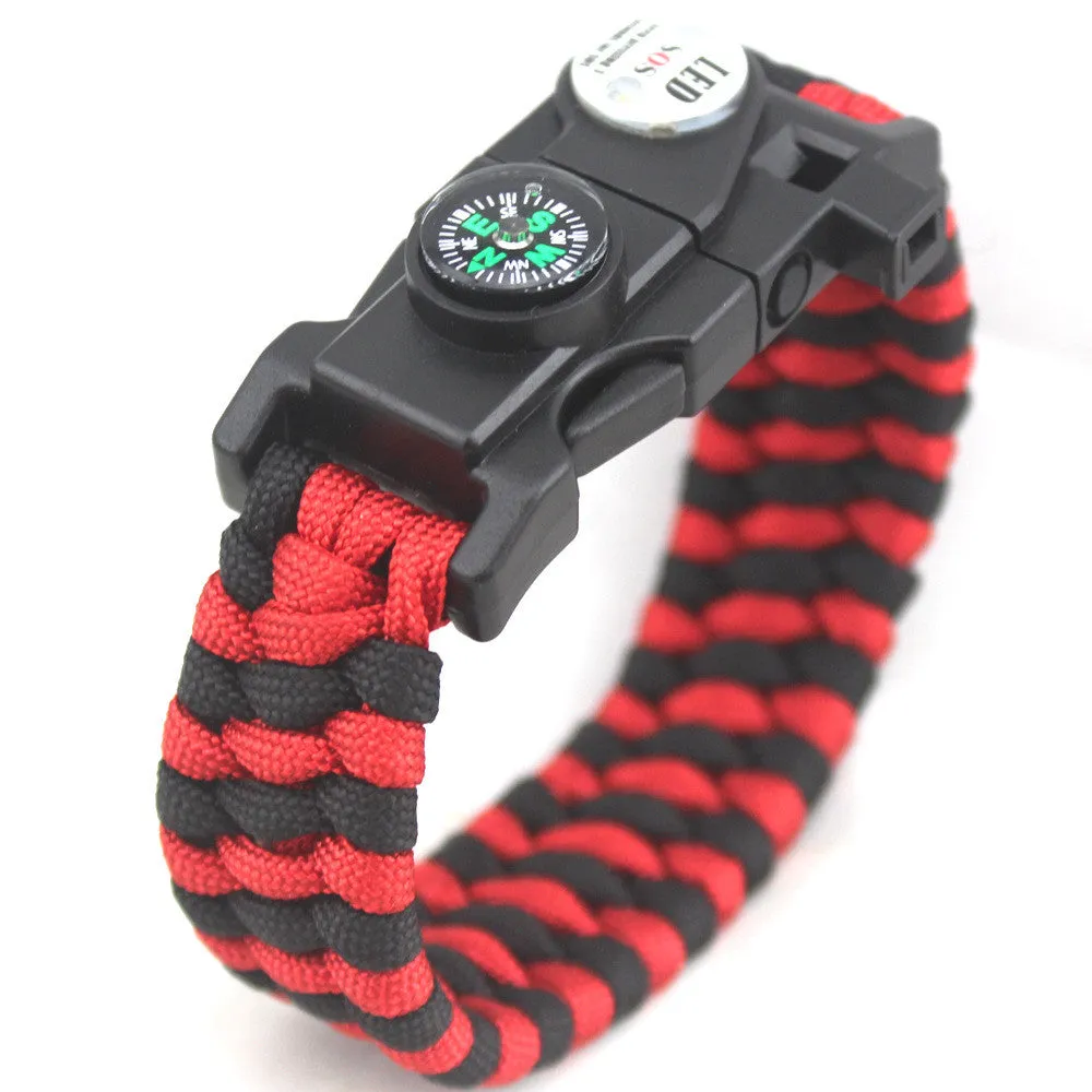 Survival Bracelet With Compass Fire Starter And Whistle