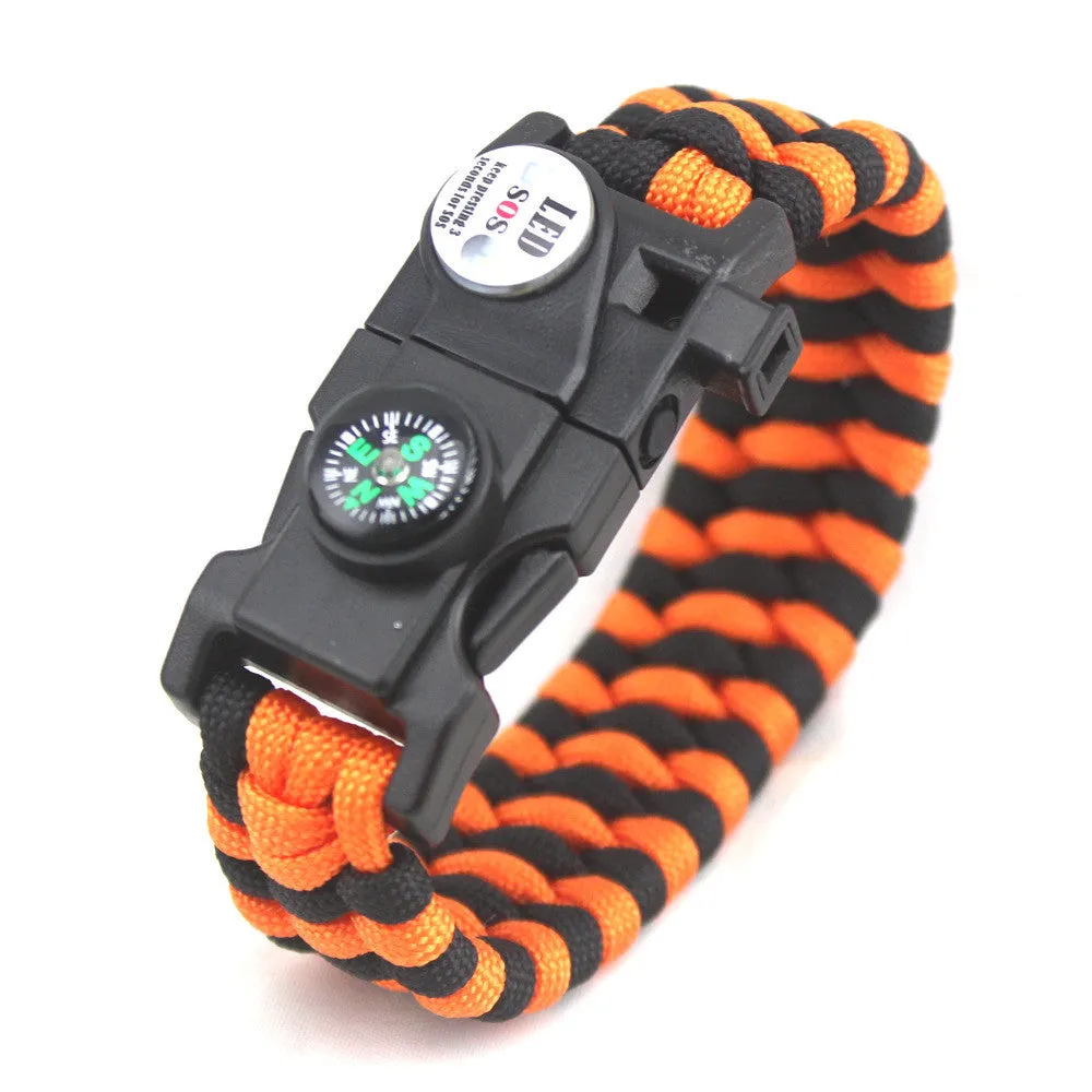 Survival Bracelet With Compass Fire Starter And Whistle