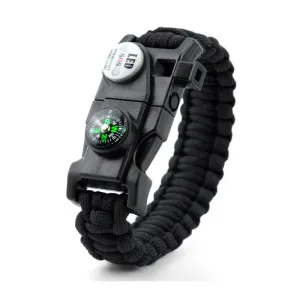 Survival Bracelet With Compass Fire Starter And Whistle