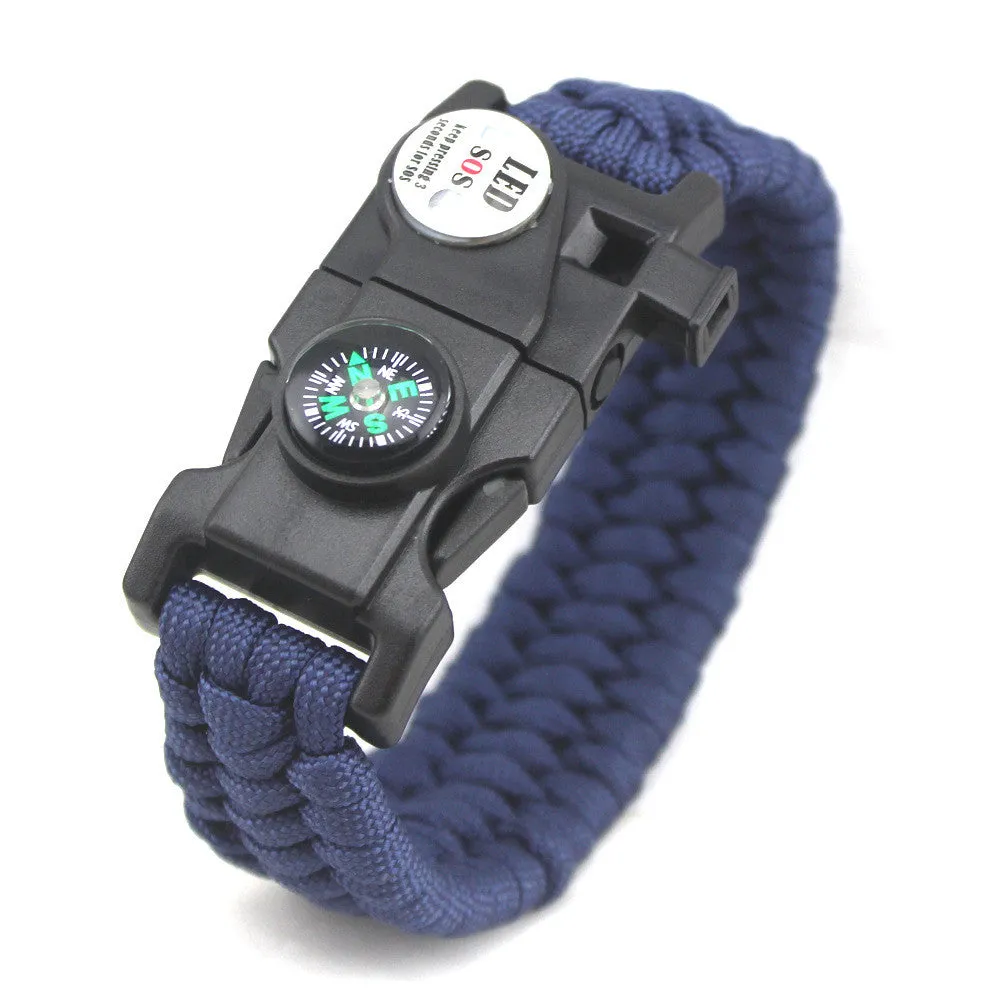 Survival Bracelet With Compass Fire Starter And Whistle