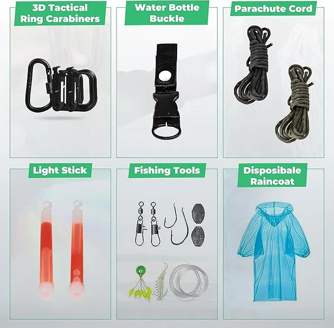 Survival Kit and First Aid Kit - Survival Gear and Equipment – Bug Out Bag Survival Kit - Camping Accessories with Axe, Shovel, Knife – Camping Gear – Camping Outdoor - Survival Gear