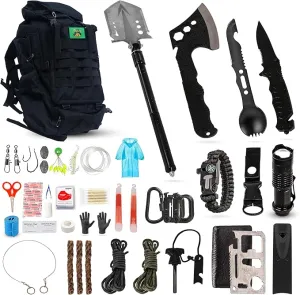 Survival Kit and First Aid Kit - Survival Gear and Equipment – Bug Out Bag Survival Kit - Camping Accessories with Axe, Shovel, Knife – Camping Gear – Camping Outdoor - Survival Gear